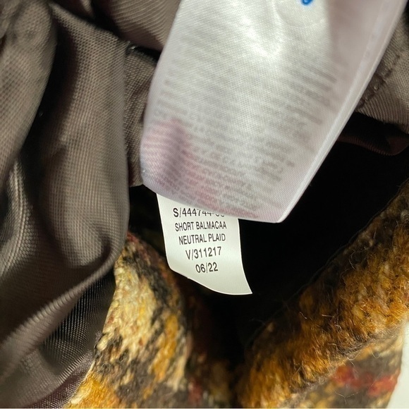 Banana Republic XS‎ Plaid Wool Balmacaan Full Zip Coat Oversized Brown Neutral - Picture 13 of 15